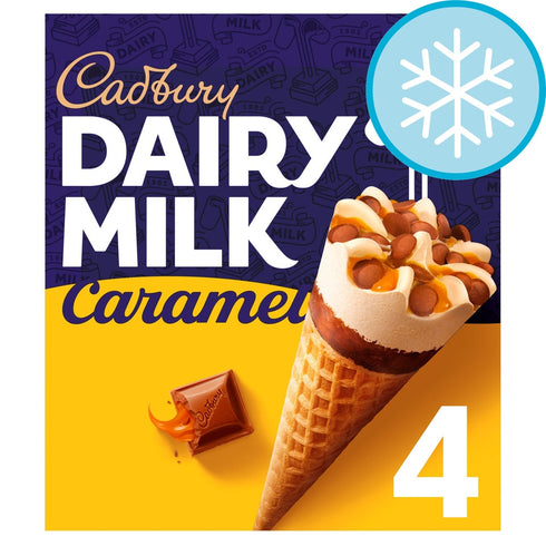 Cadbury Dairy Milk Caramel Ice Cream Cones 4 x 100ml