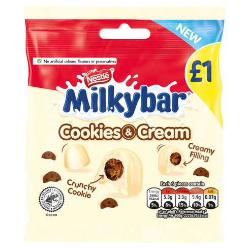 Milkybar Cookies & Cream White Chocolate Bites Sharing Bag 73g