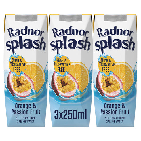 Radnor Splash Orange & Passion Fruit Still Flavoured Spring Water 3 x 250ml