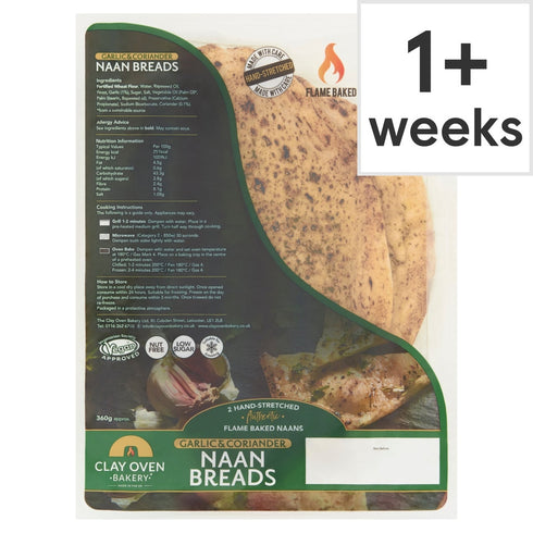 Clay Oven Garlic & Coriander Naan 2 Pack 360g