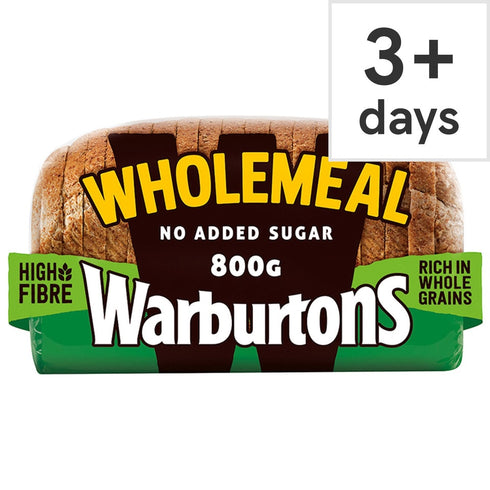 Warburtons Wholemeal Medium Bread 800g