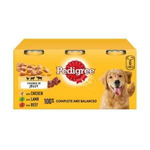 Pedigree Adult Wet Dog Food Tins Mixed Selection in Jelly 6 x 385g