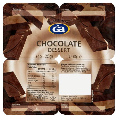Golden Acre Chocolate Dessert 4 x 125g