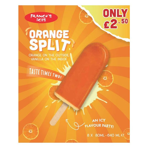 Francos Ices 8 Pack Orange Splits