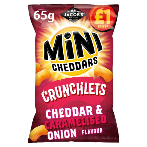 Jacob's Mini Cheddars Crunchlets Cheddar & Caramelised Onion Flavour 65g