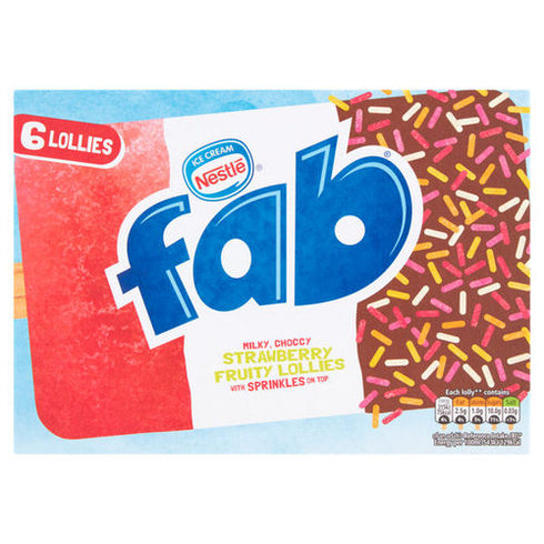 Fab Strawberry Fruity Lollies 6 x 58ml