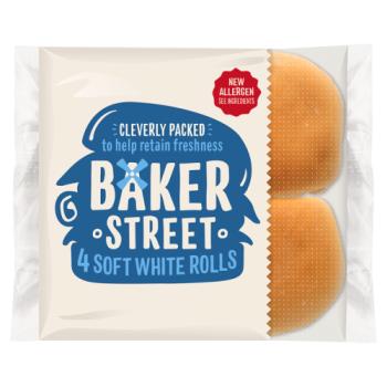 Baker Street Soft White Bread Rolls 4 Pack