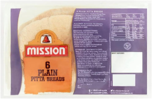 Mission Plain Pitta Bread 6pk