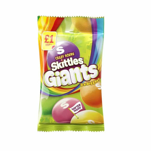 Skittles Giants Sour Sweets Bag 125g