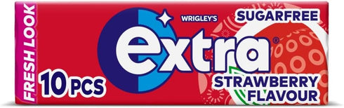 Extra Strawberry Chewing Gum Sugar Free 10 Pieces