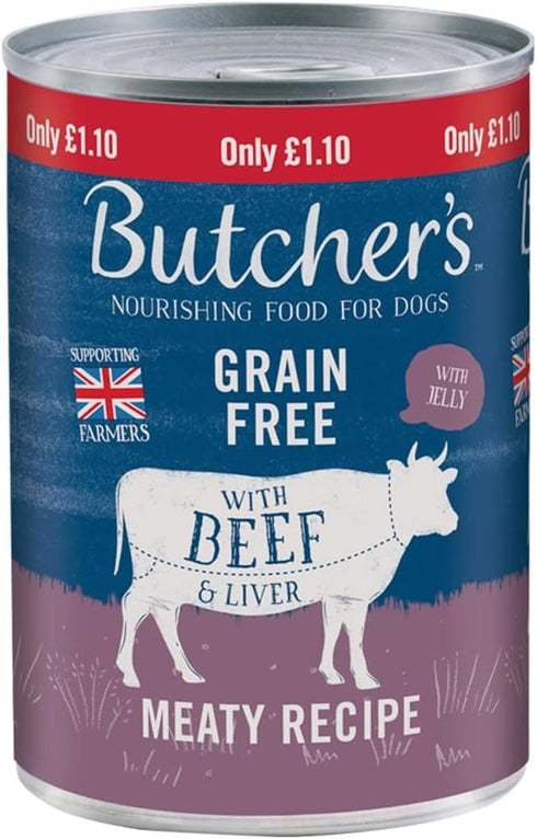 Butcher's Beef & Liver in Jelly Dog Food Tin 400g