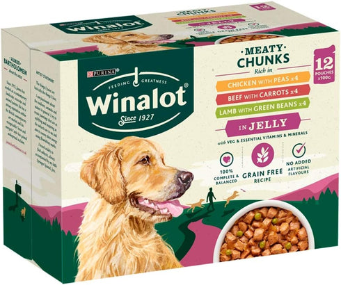 Winalot Meaty Chunks Mixed Pouches in Jelly 12 x 100g