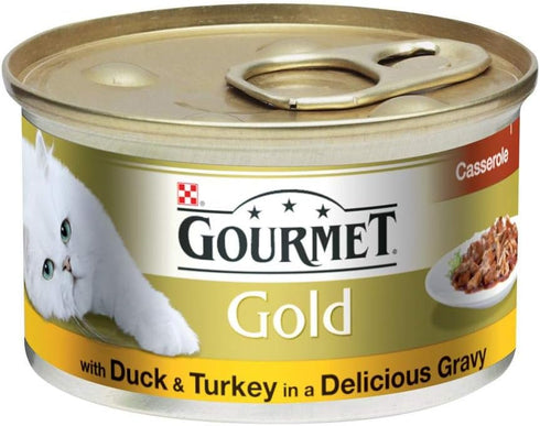 Gourmet Gold Tinned Cat Food Duck and Turkey Casserole 85g