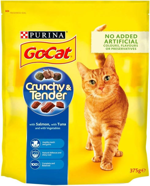Go-Cat Crunchy & Tender with Tuna and Salmon mix with Vegetables Dry Cat Food 270g