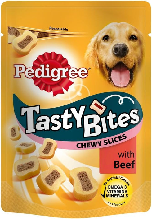Pedigree Tasty Bites Chewy Slices with Beef 155g