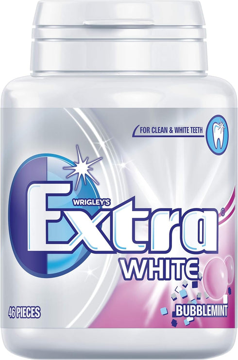 Extra White Bubblemint Chewing Gum Sugar Free Bottle 46 Pieces