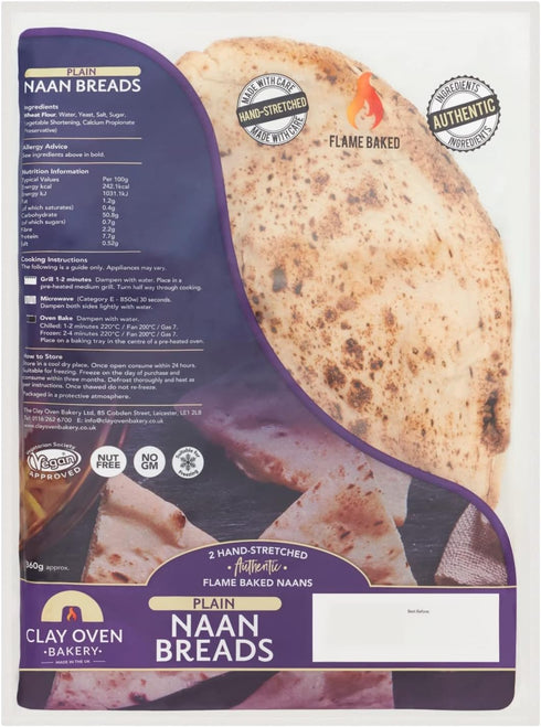 The Clay Oven Bakery 2 Freshly Baked Spicy Naan Breads 360g