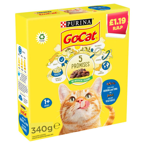 Go-Cat with Herring and Tuna mix with Vegetables Dry Cat Food 340g