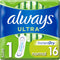 Always Ultra Normal Size 1 Sanitary Towels Pads 16 Pack