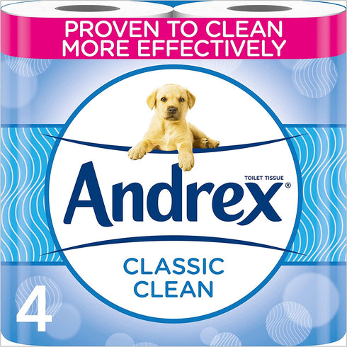 Andrex Classic Clean Toilet Tissue, 4 Toilet Rolls