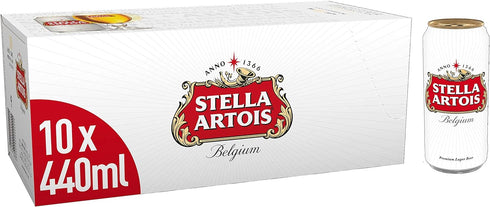 Stella Artois Premium Lager Beer Cans 10 x 440ml