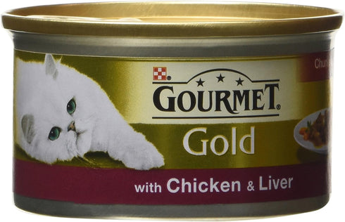 Gourmet Gold Tinned Cat Food Chicken and Liver In Gravy 85g