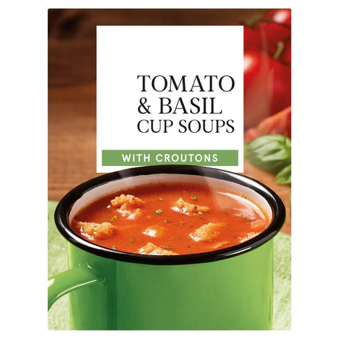 Tomato And Basil Cup Soup With Croutons