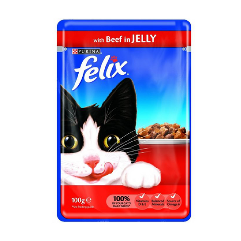 Felix Cat Food Pouch With Beef In Jelly 100g