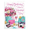 Birthday Card Open Female, Flowers Makeup