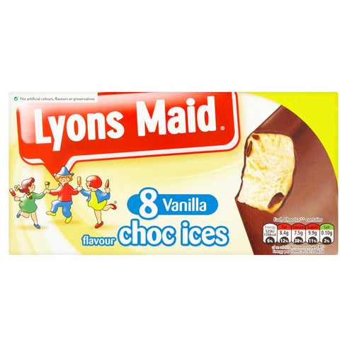 Lyons Maid Vanilla Flavour Choc Ices 8 x 62ml