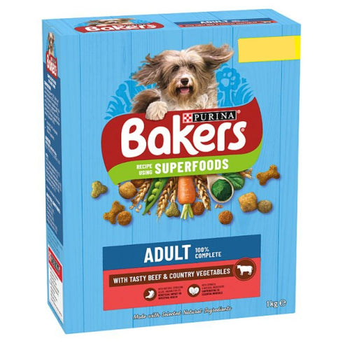 Bakers Adult Dry Dog Food Beef & Veg 1kg