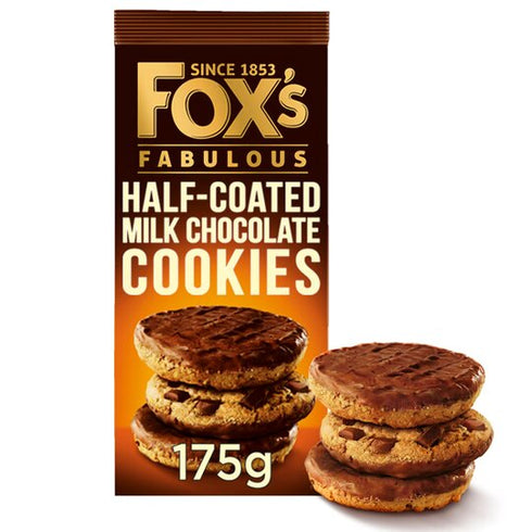 Fox Fabulous Half Coated Milk Chocolate Cookies 175g