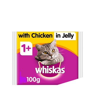 Whiskas Chicken In Jelly Wet Adult 1+ Cat Food Pouches 100g